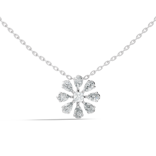 10k Solid White Gold 3.006 Ct Princess-Pear Shape Lab Grown-Natural Diamond Unique Look Diamond Pendant - HIGHCARAT DIAMONDS