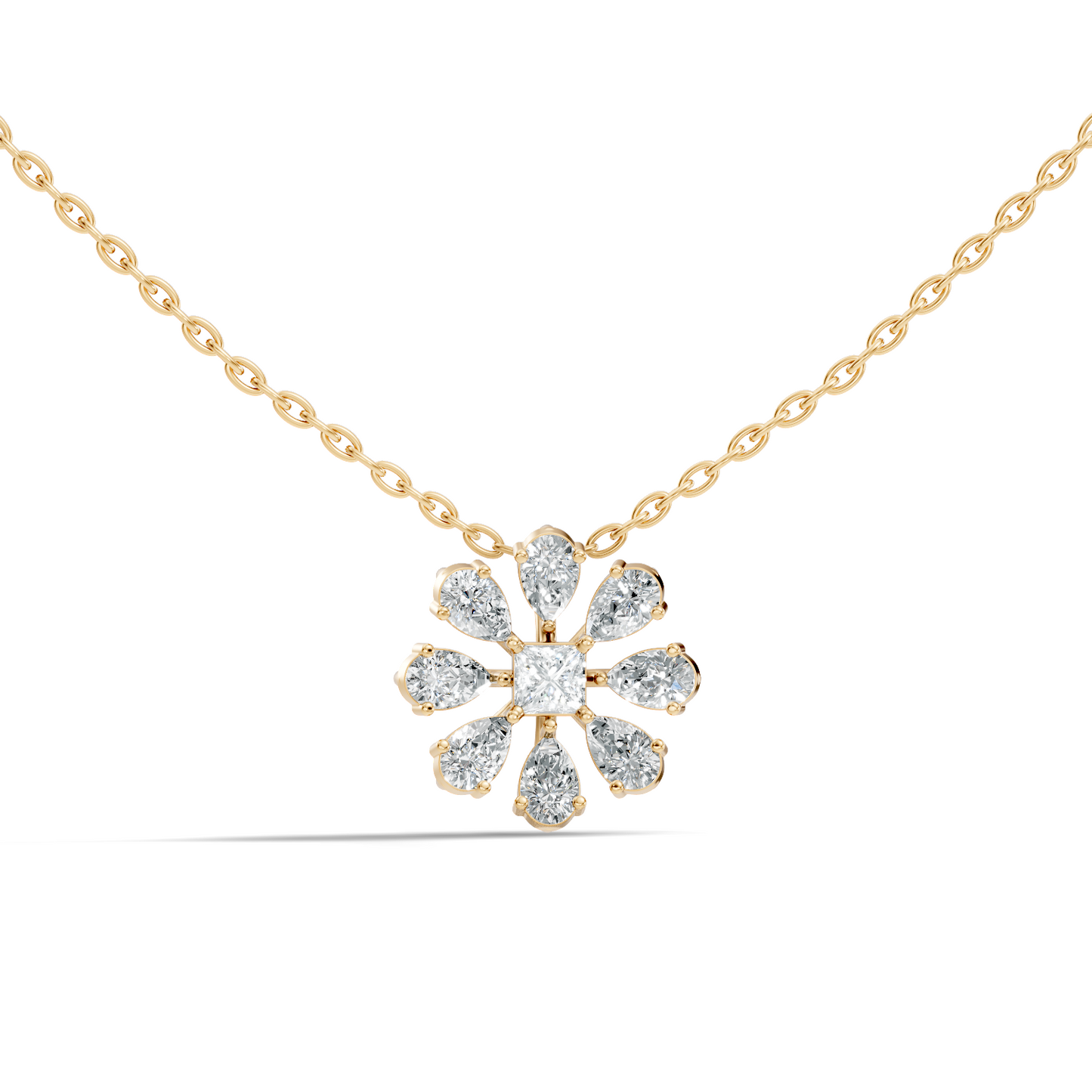10k Solid White Gold 3.006 Ct Princess-Pear Shape Lab Grown-Natural Diamond Unique Look Diamond Pendant - HIGHCARAT DIAMONDS