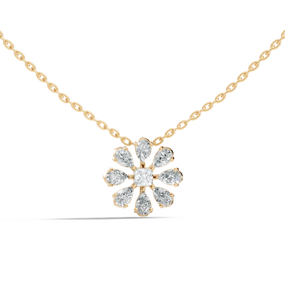 10k Solid White Gold 3.006 Ct Princess-Pear Shape Lab Grown-Natural Diamond Unique Look Diamond Pendant - HIGHCARAT DIAMONDS