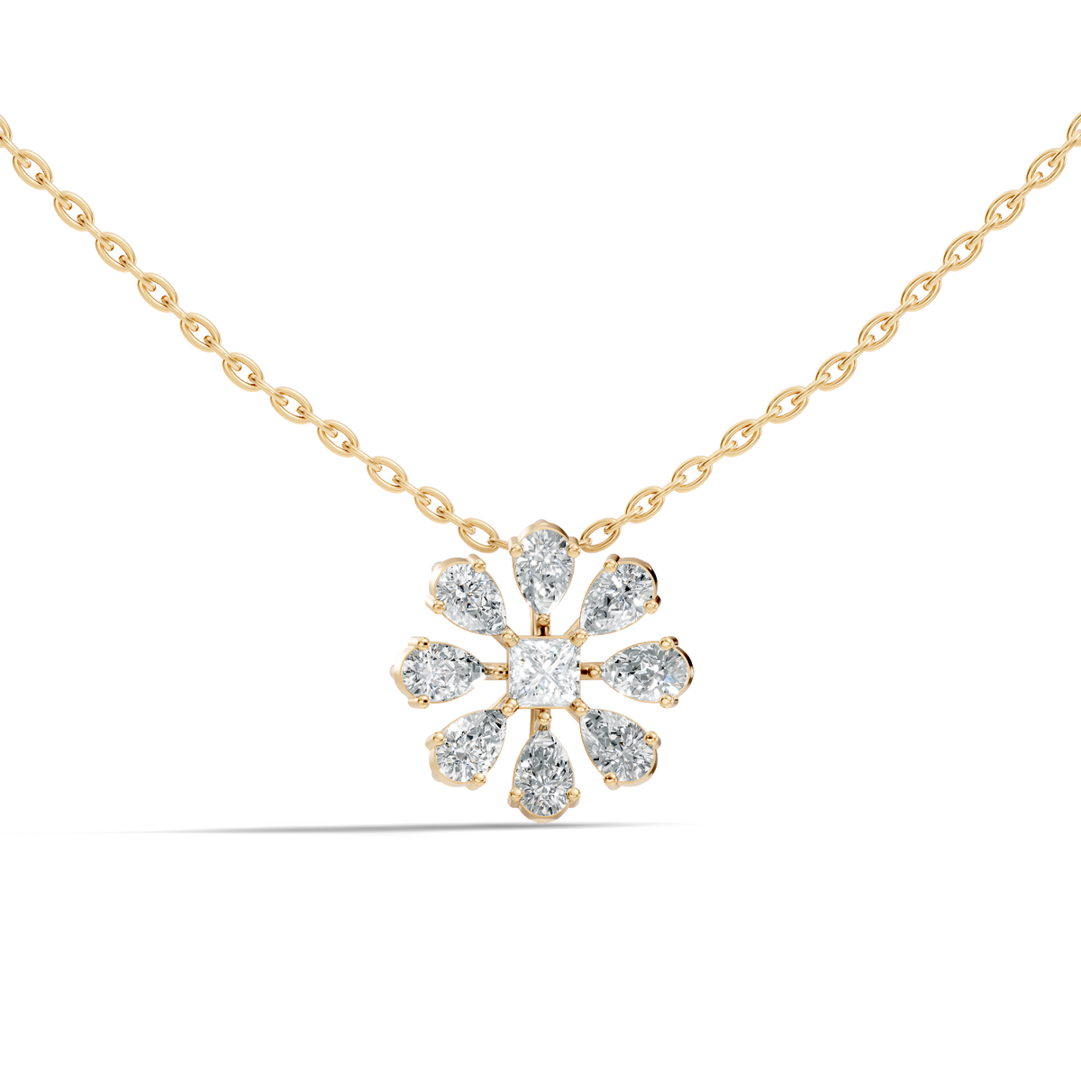 10k Solid White Gold 3.006 Ct Princess-Pear Shape Lab Grown-Natural Diamond Unique Look Diamond Pendant - HIGHCARAT DIAMONDS