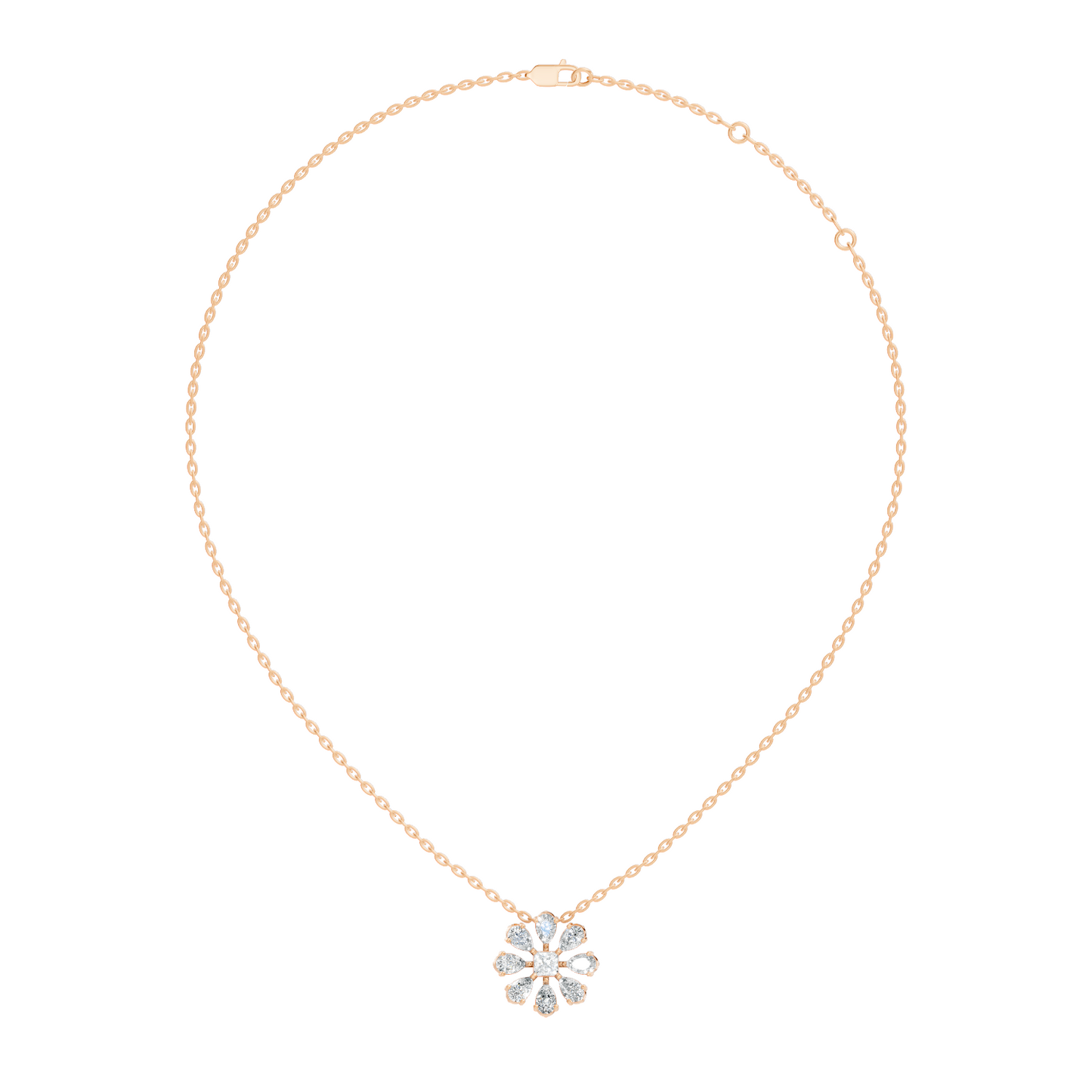 10k Solid White Gold 3.006 Ct Princess-Pear Shape Lab Grown-Natural Diamond Unique Look Diamond Pendant - HIGHCARAT DIAMONDS
