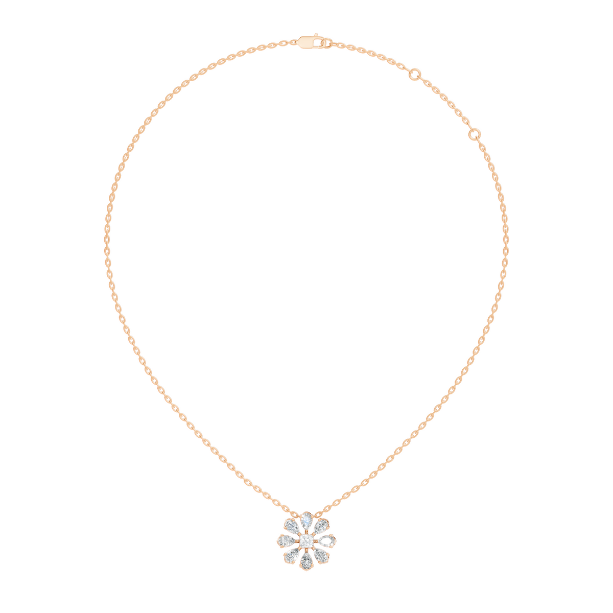 10k Solid White Gold 3.006 Ct Princess-Pear Shape Lab Grown-Natural Diamond Unique Look Diamond Pendant - HIGHCARAT DIAMONDS