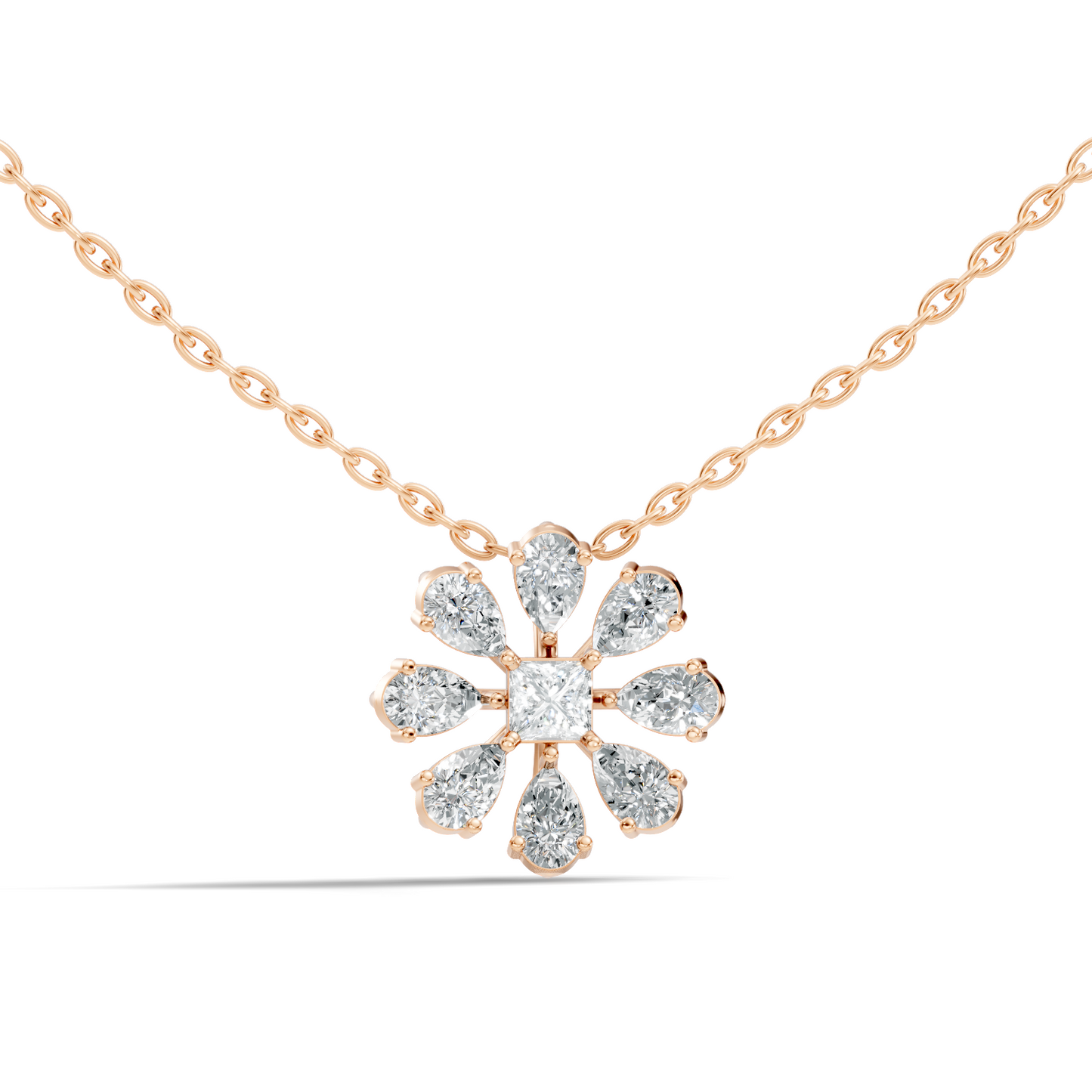 10k Solid White Gold 3.006 Ct Princess-Pear Shape Lab Grown-Natural Diamond Unique Look Diamond Pendant - HIGHCARAT DIAMONDS