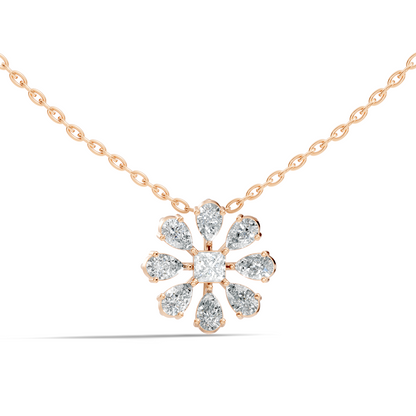 10k Solid White Gold 3.006 Ct Princess-Pear Shape Lab Grown-Natural Diamond Unique Look Diamond Pendant - HIGHCARAT DIAMONDS