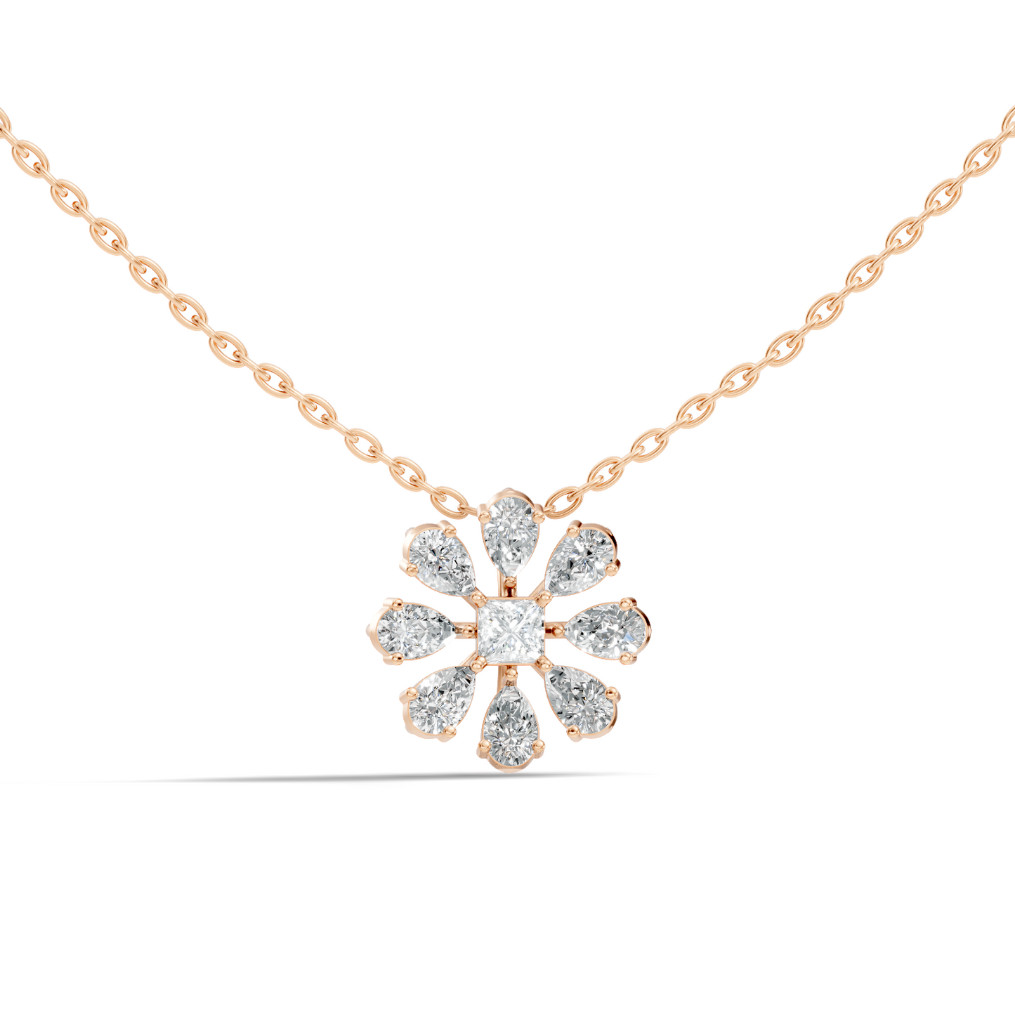 10k Solid White Gold 3.006 Ct Princess-Pear Shape Lab Grown-Natural Diamond Unique Look Diamond Pendant - HIGHCARAT DIAMONDS
