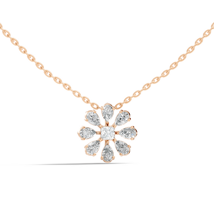 10k Solid White Gold 3.006 Ct Princess-Pear Shape Lab Grown-Natural Diamond Unique Look Diamond Pendant - HIGHCARAT DIAMONDS