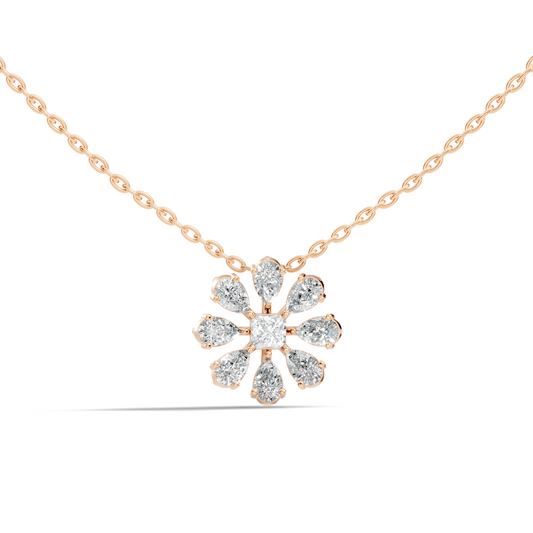 10k Solid White Gold 3.006 Ct Princess-Pear Shape Lab Grown-Natural Diamond Unique Look Diamond Pendant - HIGHCARAT DIAMONDS