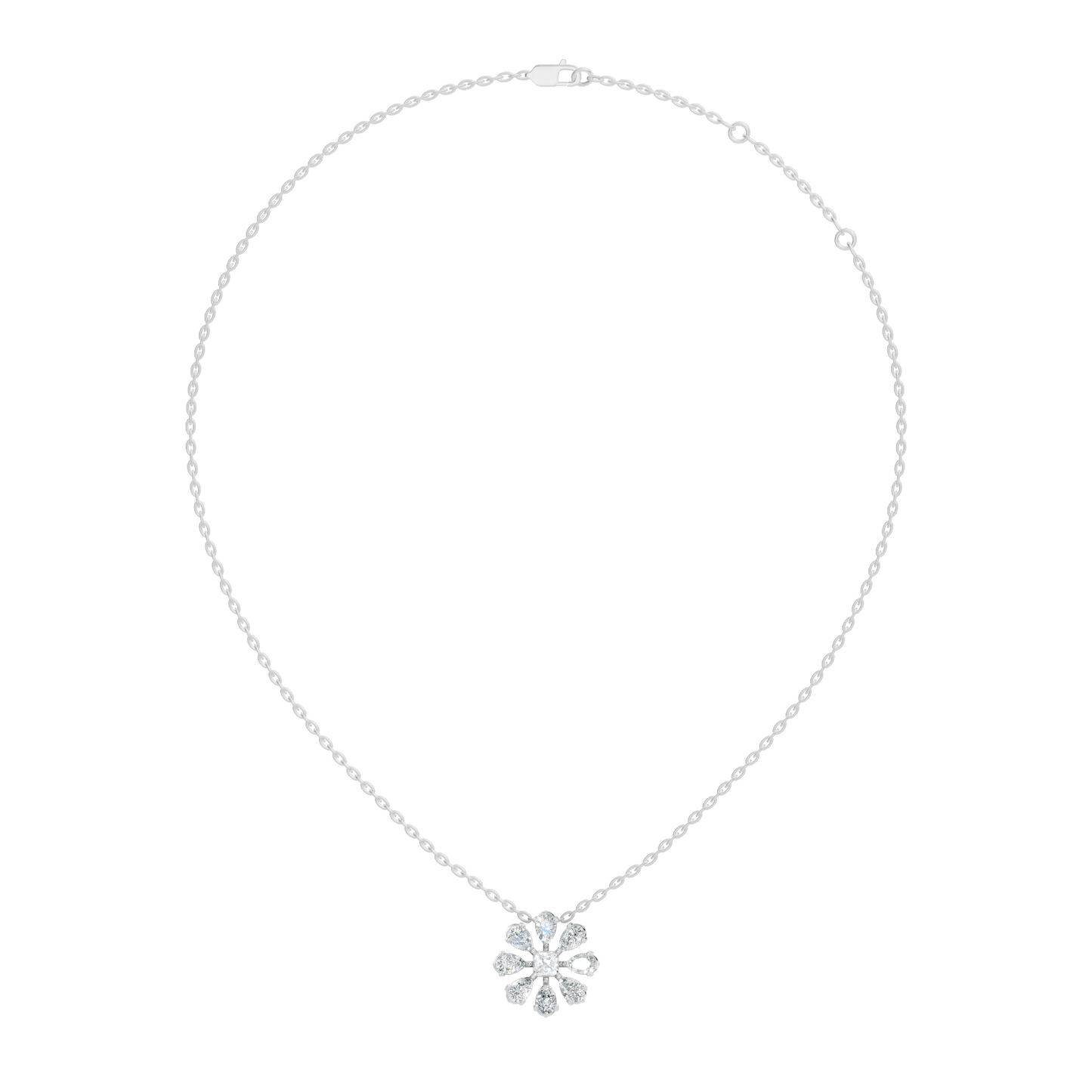 10k Solid White Gold 3.006 Ct Princess-Pear Shape Lab Grown-Natural Diamond Unique Look Diamond Pendant - HIGHCARAT DIAMONDS