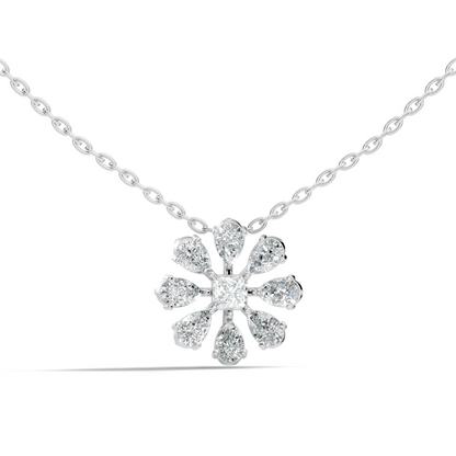 10k Solid White Gold 3.006 Ct Princess-Pear Shape Lab Grown-Natural Diamond Unique Look Diamond Pendant - HIGHCARAT DIAMONDS