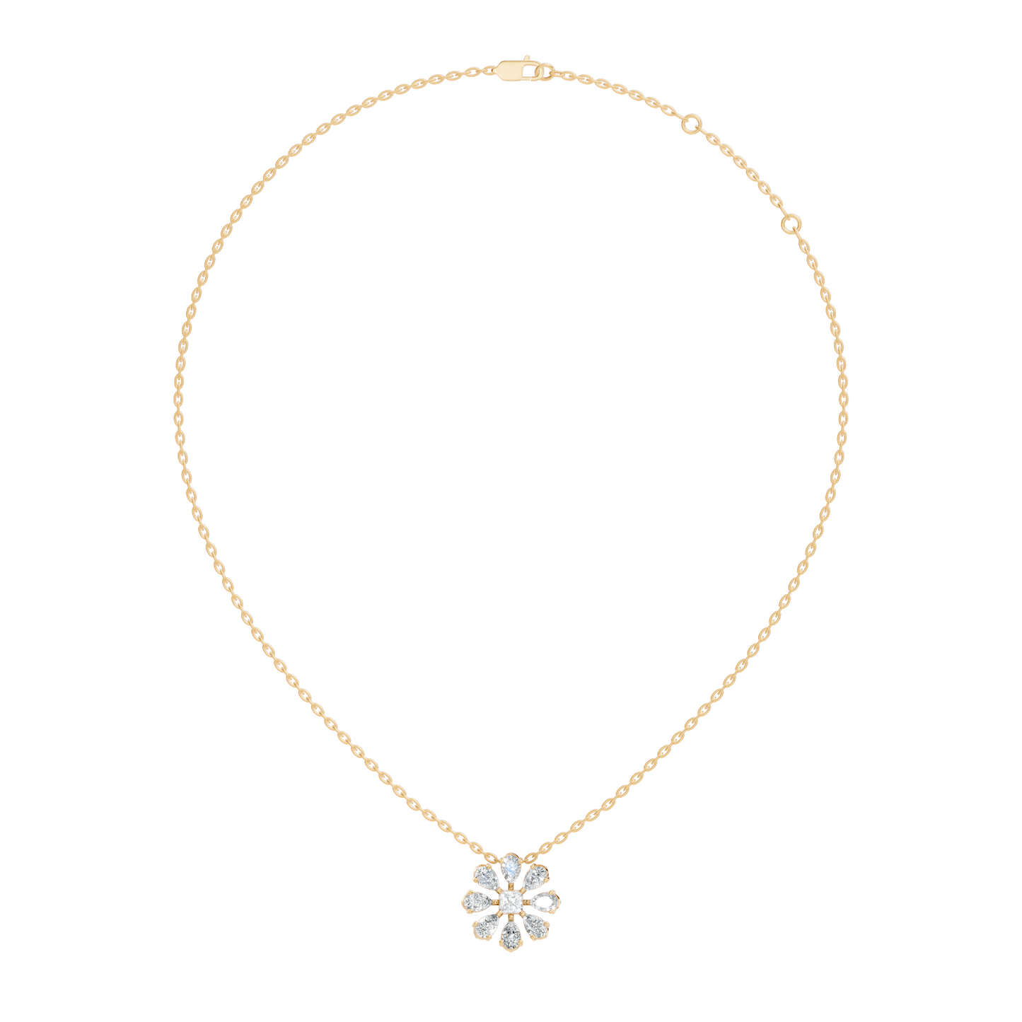 10k Solid White Gold 3.006 Ct Princess-Pear Shape Lab Grown-Natural Diamond Unique Look Diamond Pendant - HIGHCARAT DIAMONDS