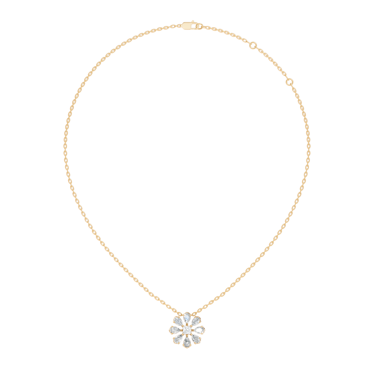 10k Solid White Gold 3.006 Ct Princess-Pear Shape Lab Grown-Natural Diamond Unique Look Diamond Pendant - HIGHCARAT DIAMONDS