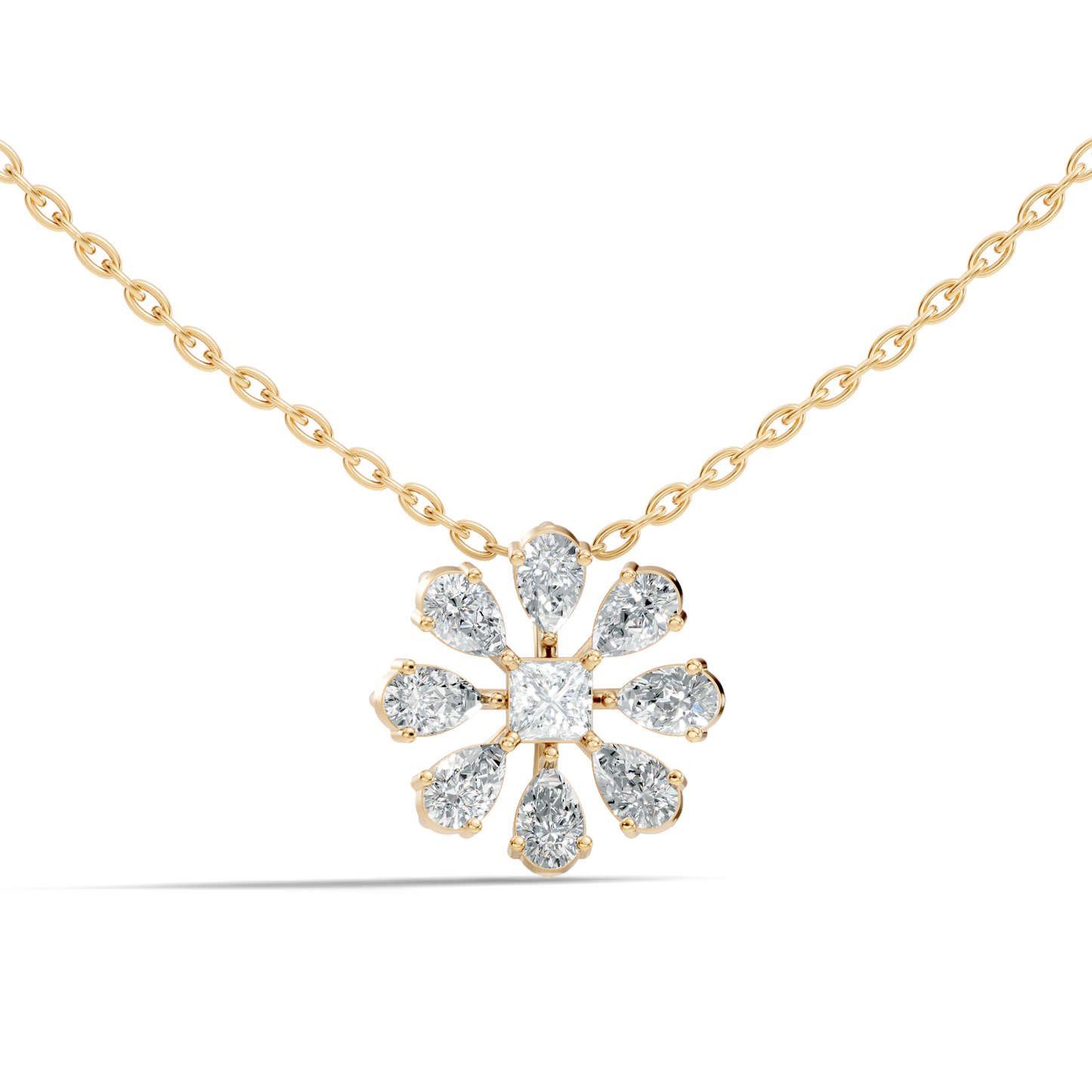 10k Solid White Gold 3.006 Ct Princess-Pear Shape Lab Grown-Natural Diamond Unique Look Diamond Pendant - HIGHCARAT DIAMONDS