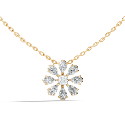 10k Solid White Gold 3.006 Ct Princess-Pear Shape Lab Grown-Natural Diamond Unique Look Diamond Pendant - HIGHCARAT DIAMONDS