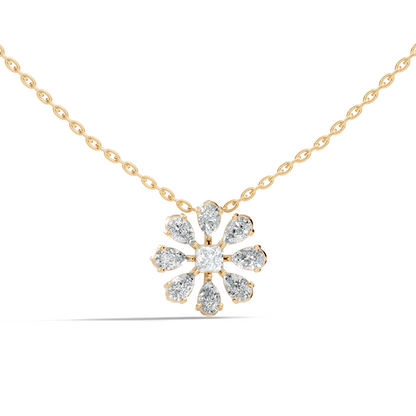 10k Solid White Gold 3.006 Ct Princess-Pear Shape Lab Grown-Natural Diamond Unique Look Diamond Pendant - HIGHCARAT DIAMONDS