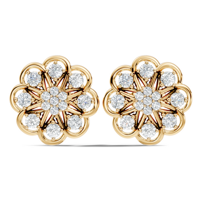 Women's 1.17 Ct Round Shape Natural & Lab grown Diamond Earrings For Using Party Wear Look - HIGHCARAT DIAMONDS