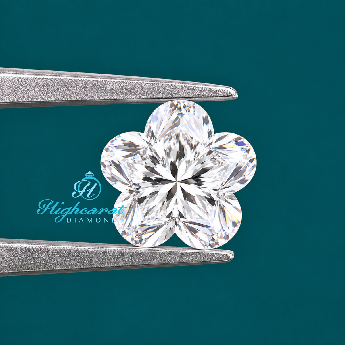 Loose Flower Step Cut Lab Grown Diamond from Different Angles