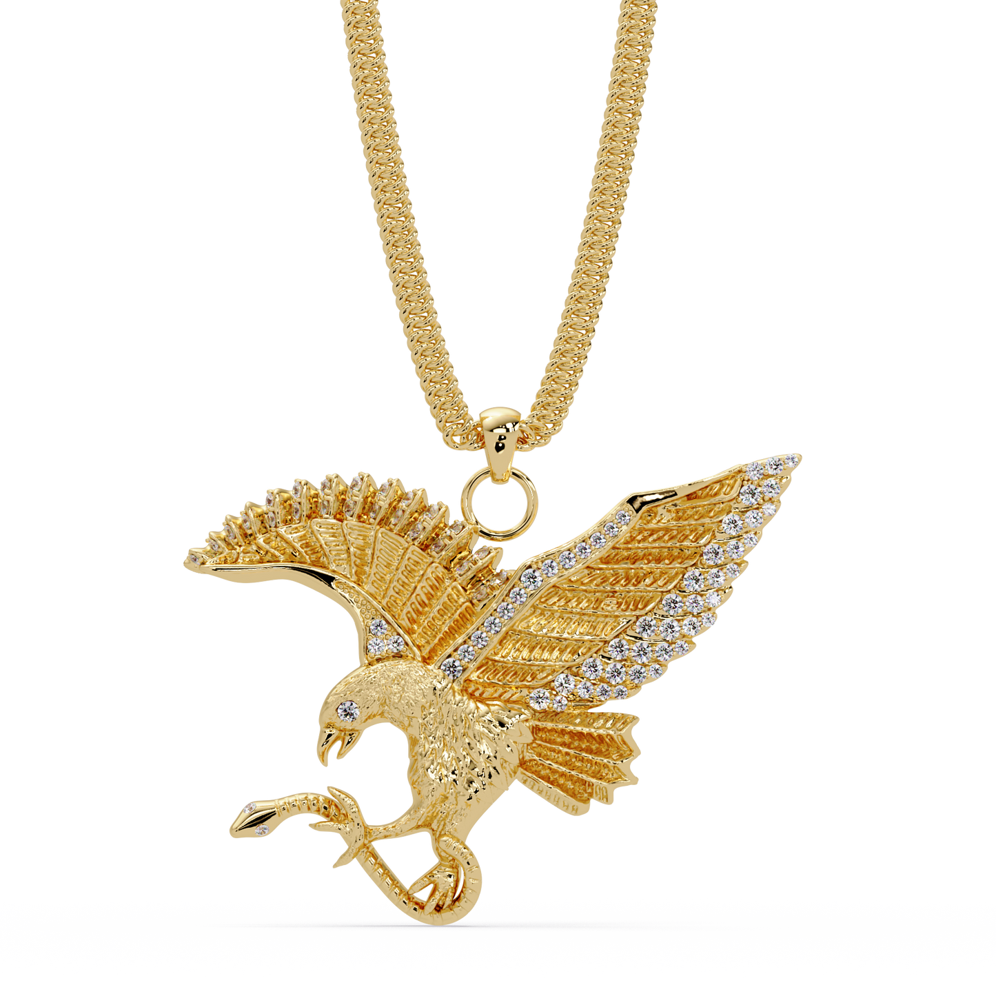 Flying Eagle Statement Lab Diamond Pendant Necklace - HIGHCARAT DIAMONDS