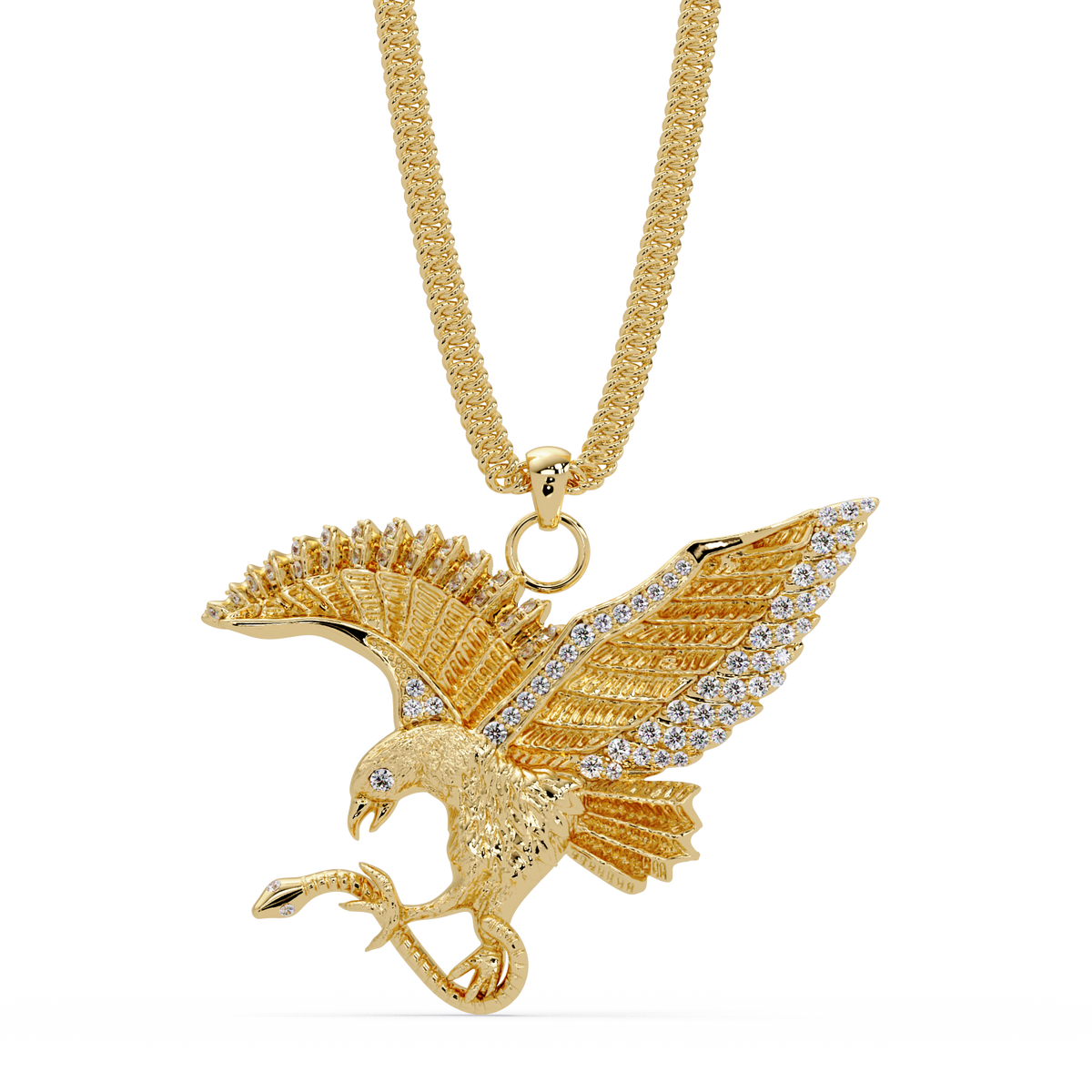 Flying Eagle Statement Lab Diamond Pendant Necklace - HIGHCARAT DIAMONDS