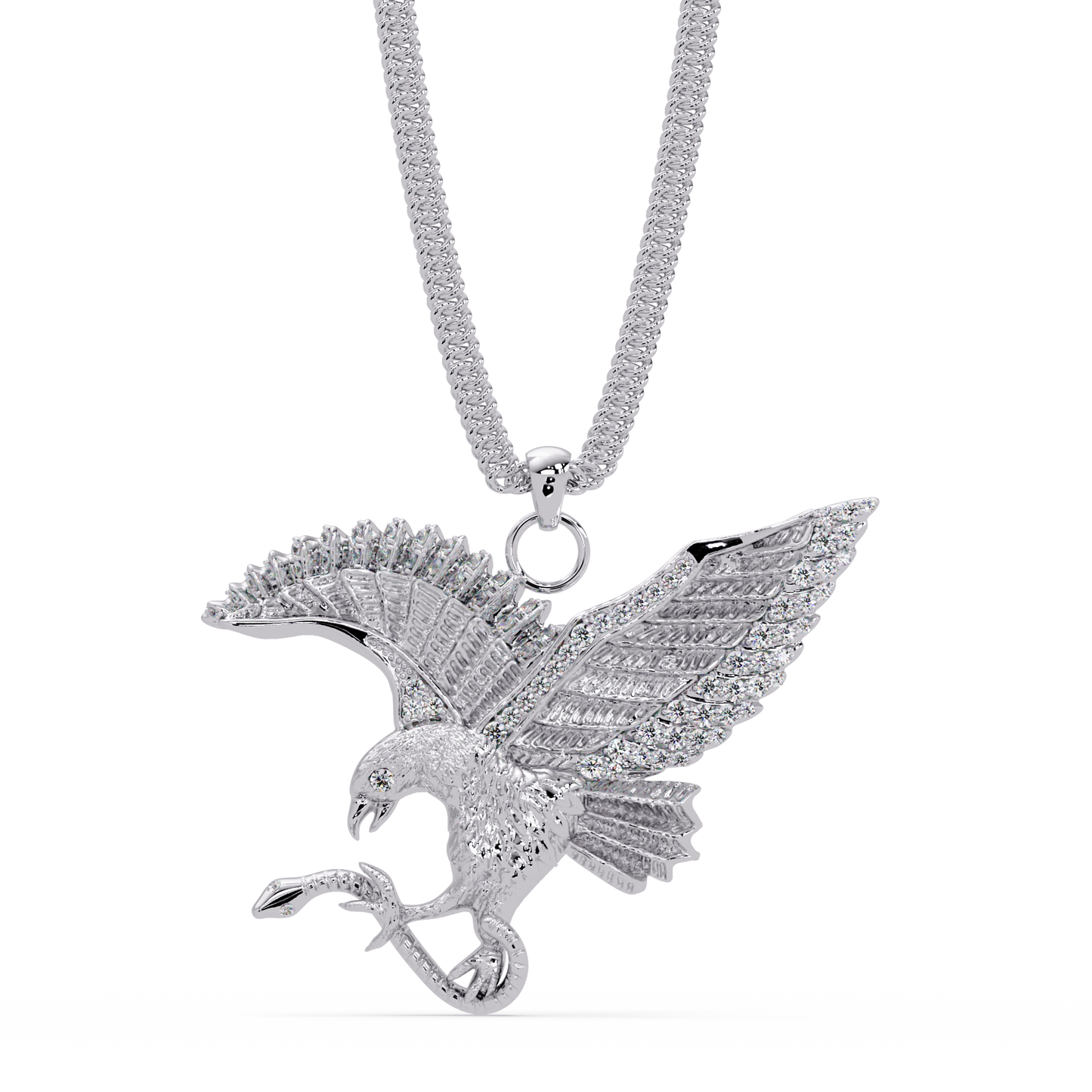 Flying Eagle Statement Lab Diamond Pendant Necklace - HIGHCARAT DIAMONDS