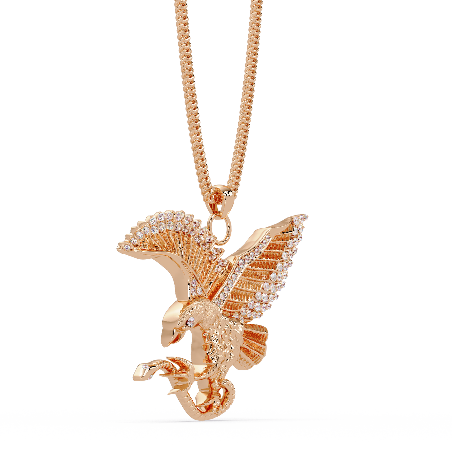 Flying Eagle Statement Lab Diamond Pendant Necklace - HIGHCARAT DIAMONDS