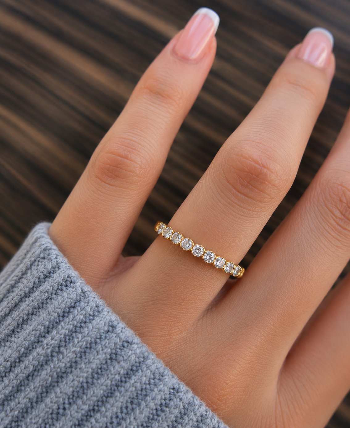 Round Lab-Grown Diamond Bezel Set Full Eternity Wedding Band Ethical & Elegant - HIGHCARAT DIAMONDS