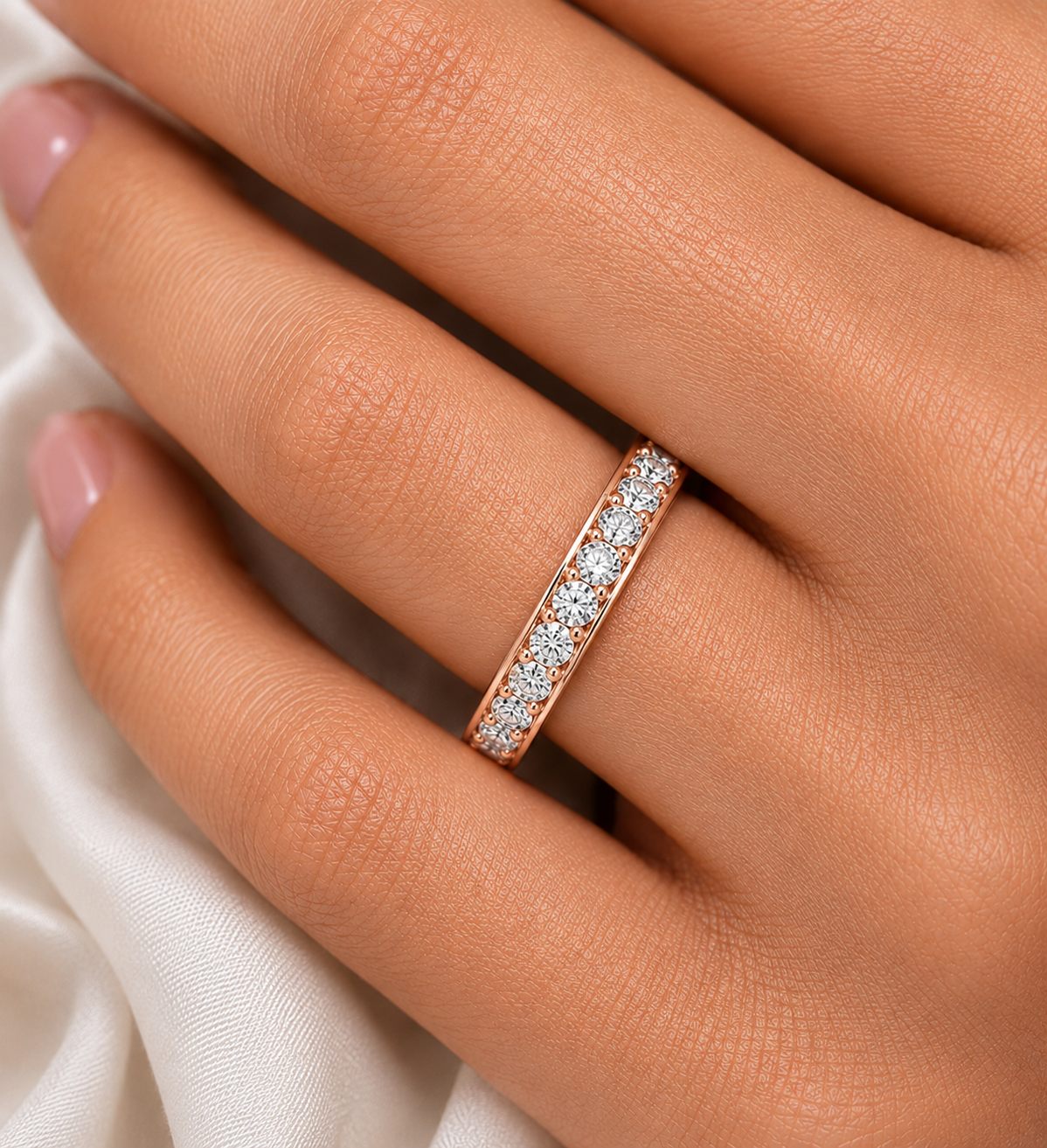 Full Eternity Round Shaped Lab Grown Wedding Band - HIGHCARAT DIAMONDS
