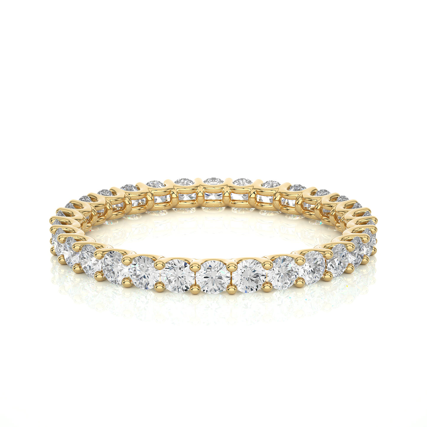 Full Eternity Wedding Band, Yellow Gold Stackable Bridal Matching Band For Her - HIGHCARAT DIAMONDS