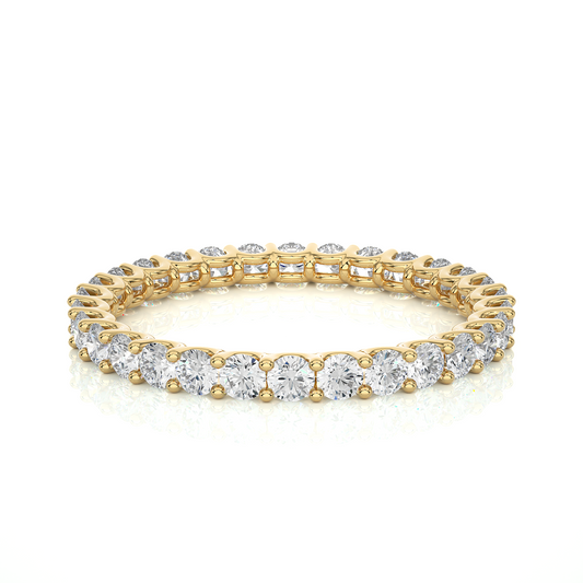Full Eternity Wedding Band, Yellow Gold Stackable Bridal Matching Band For Her