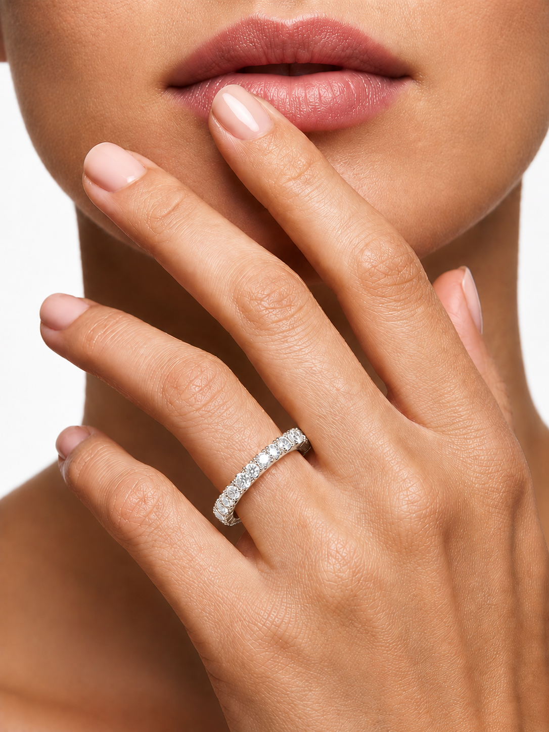 Full Eternity Wedding Band, Yellow Gold Stackable Bridal Matching Band For Her - HIGHCARAT DIAMONDS