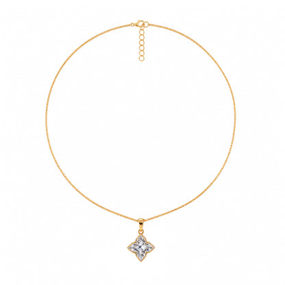 Bezel Set Clover Lilly Cut Diamond Pendant with Chain