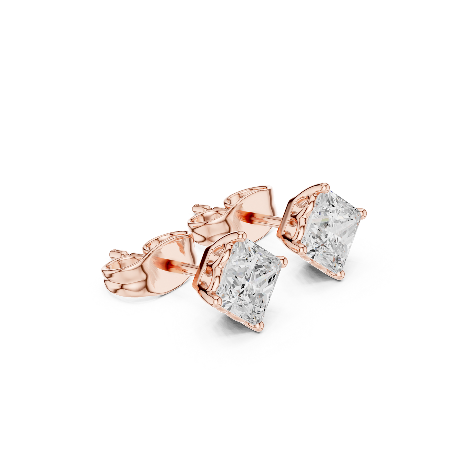 10kSolid White Gold Princess Cut Lab Grown Diamond Wedding Wear Classic Look Diamond Earring For Girl