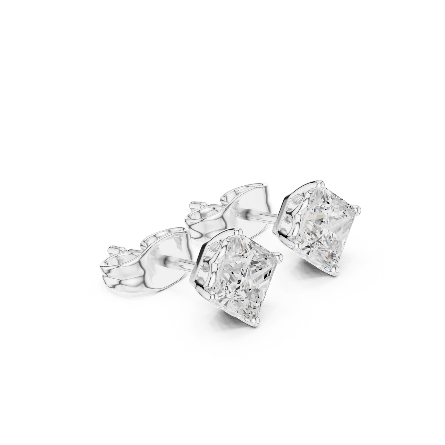 10kSolid White Gold Princess Cut Lab Grown Diamond Wedding Wear Classic Look Diamond Earring For Girl