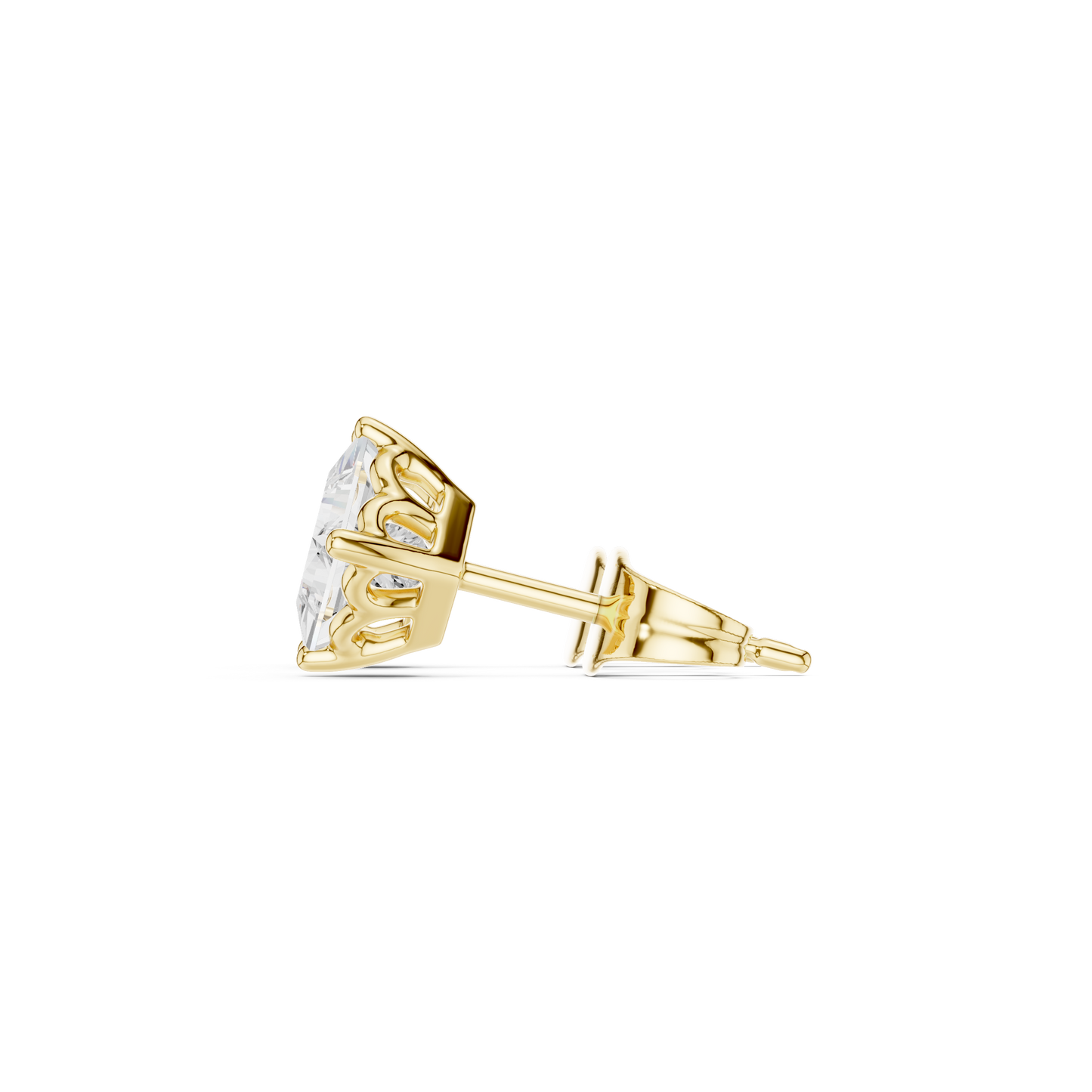 10kSolid White Gold Princess Cut Lab Grown Diamond Wedding Wear Classic Look Diamond Earring For Girl