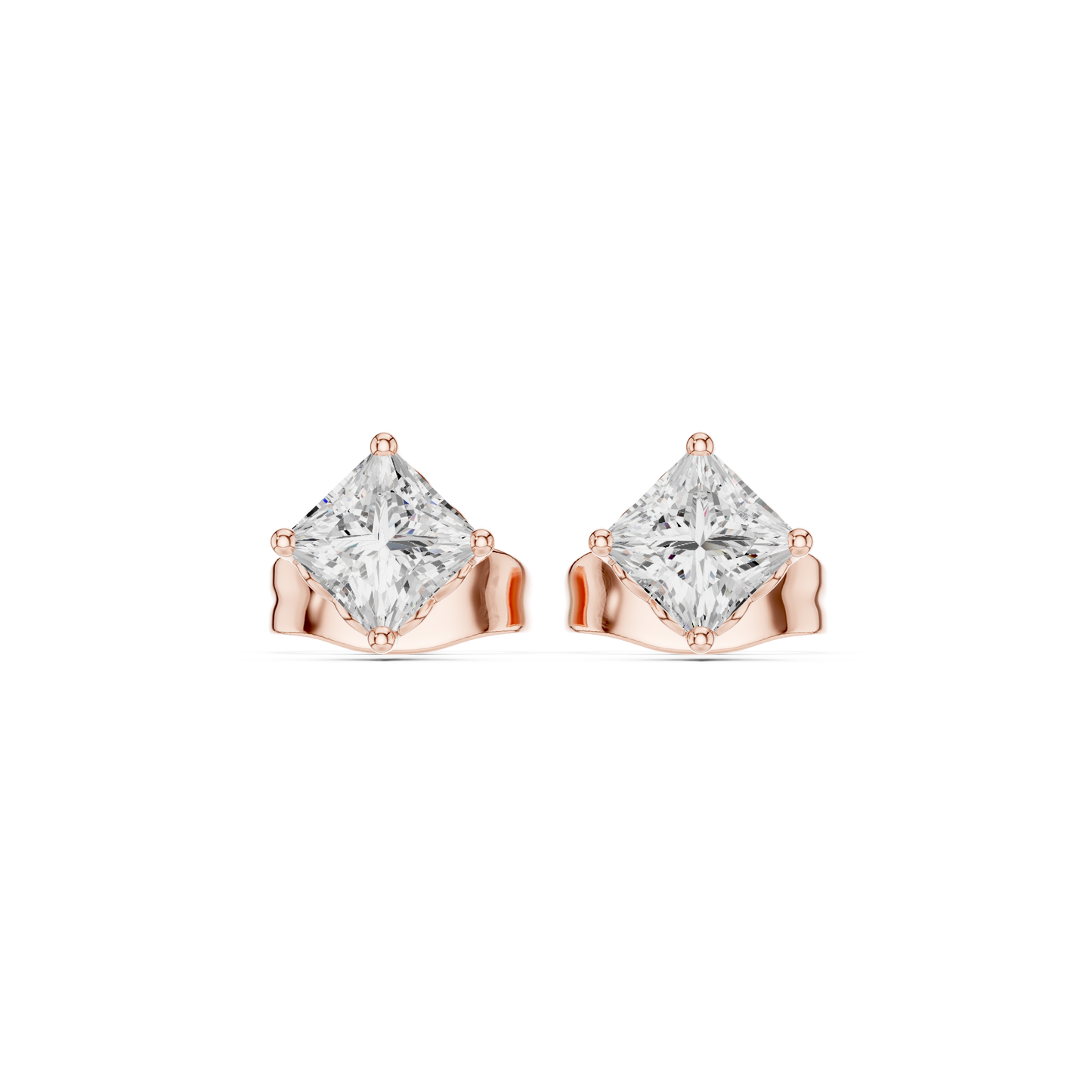 10k Solid White Gold Elegant Classic Princess Cut Natural & Lab Grown Diamond Earrings for Bride