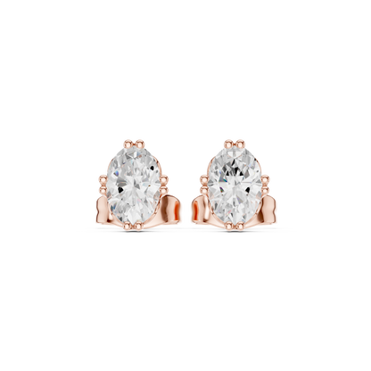 1.00 Ct Oval Shapes Lab Grown Diamond 18k Solid Gold Women Elegance Vintage Diamond Earring For Her