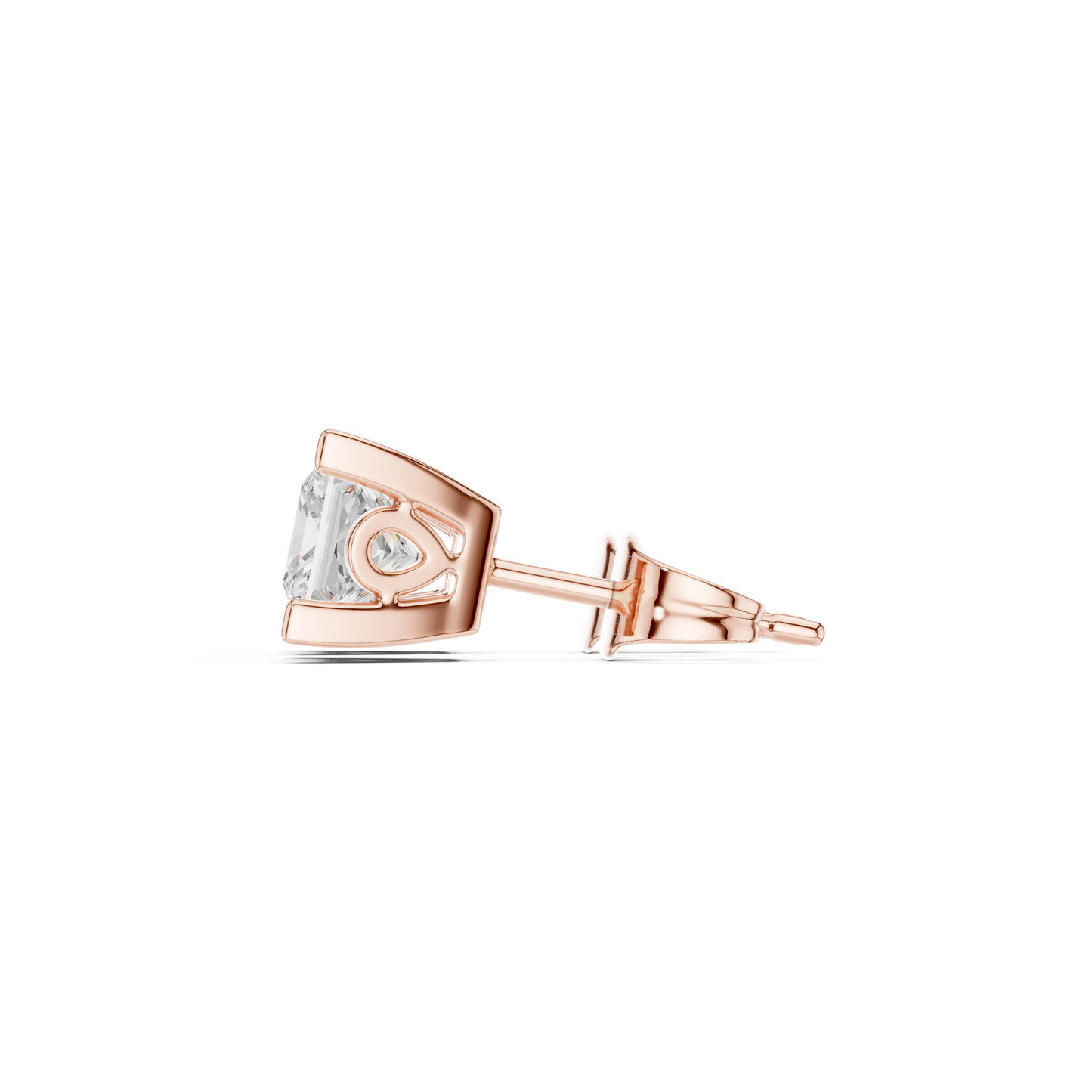 Princess Cut 1.00 Ct Lab Grown Diamond Studs Earring For 10k Solid Rose Gold Use For Daily Wear