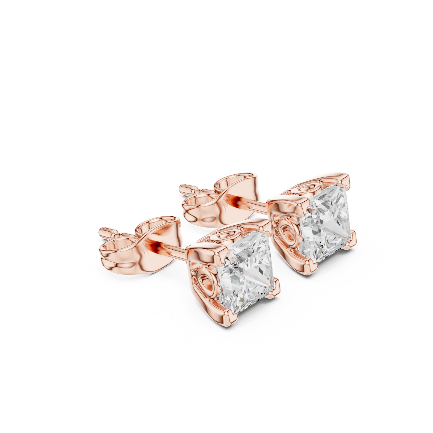 Solid white Gold Princess Cut Lab Grown Diamond Vintage Party Wear Occasionally Wear Diamond Earring For Her