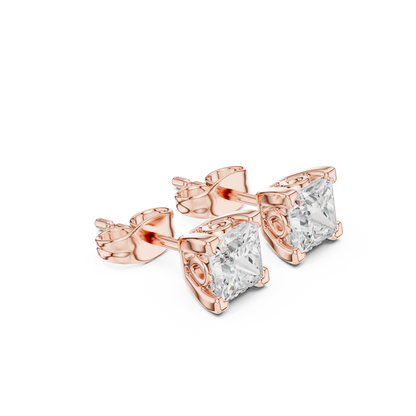 Solid white Gold Princess Cut Lab Grown Diamond Vintage Party Wear Occasionally Wear Diamond Earring For Her