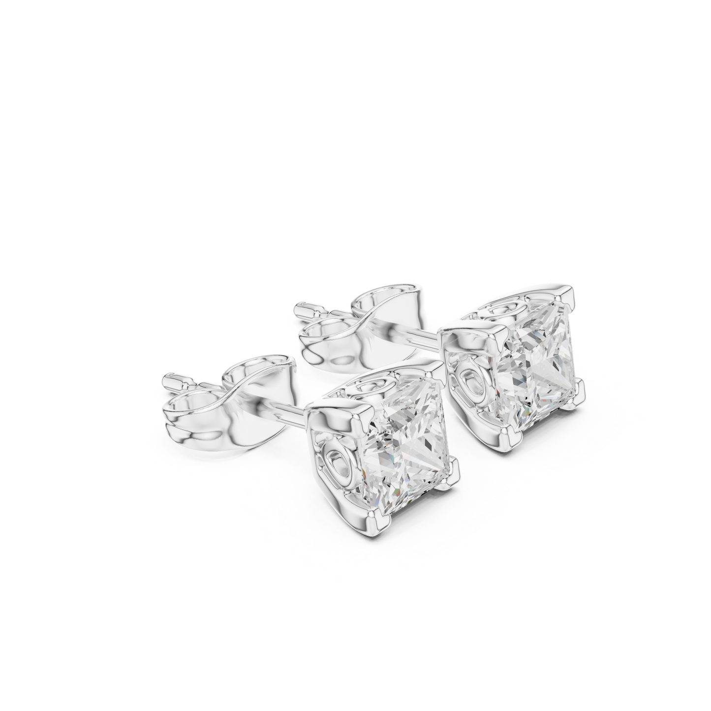 Solid white Gold Princess Cut Lab Grown Diamond Vintage Party Wear Occasionally Wear Diamond Earring For Her