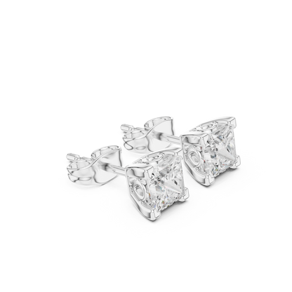 Solid white Gold Princess Cut Lab Grown Diamond Vintage Party Wear Occasionally Wear Diamond Earring For Her