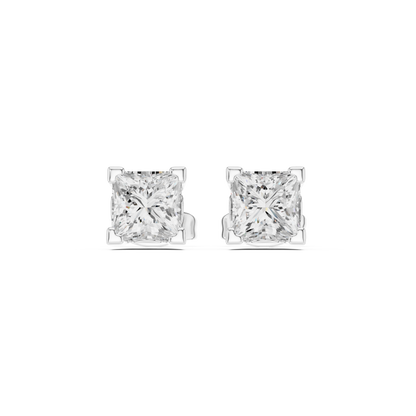 Solid white Gold Princess Cut Lab Grown Diamond Vintage Party Wear Occasionally Wear Diamond Earring For Her