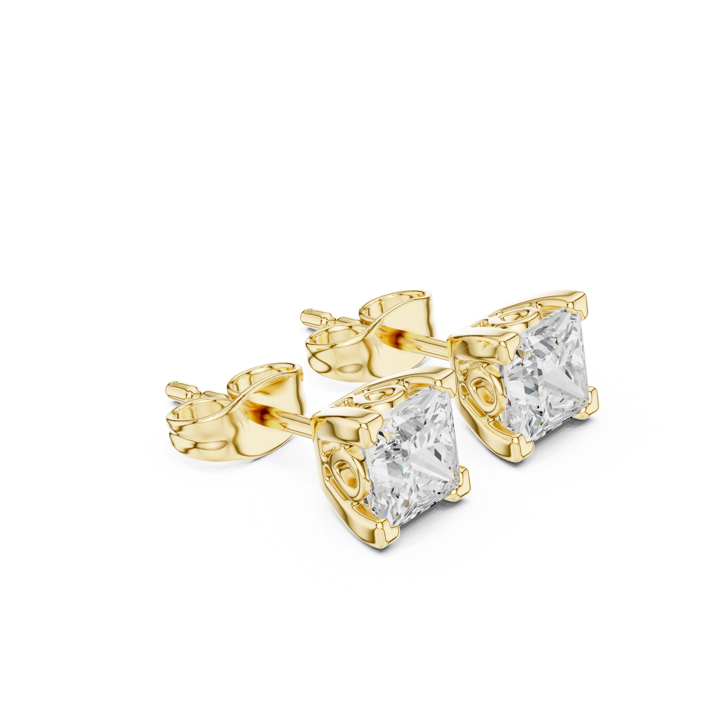 Solid white Gold Princess Cut Lab Grown Diamond Vintage Party Wear Occasionally Wear Diamond Earring For Her