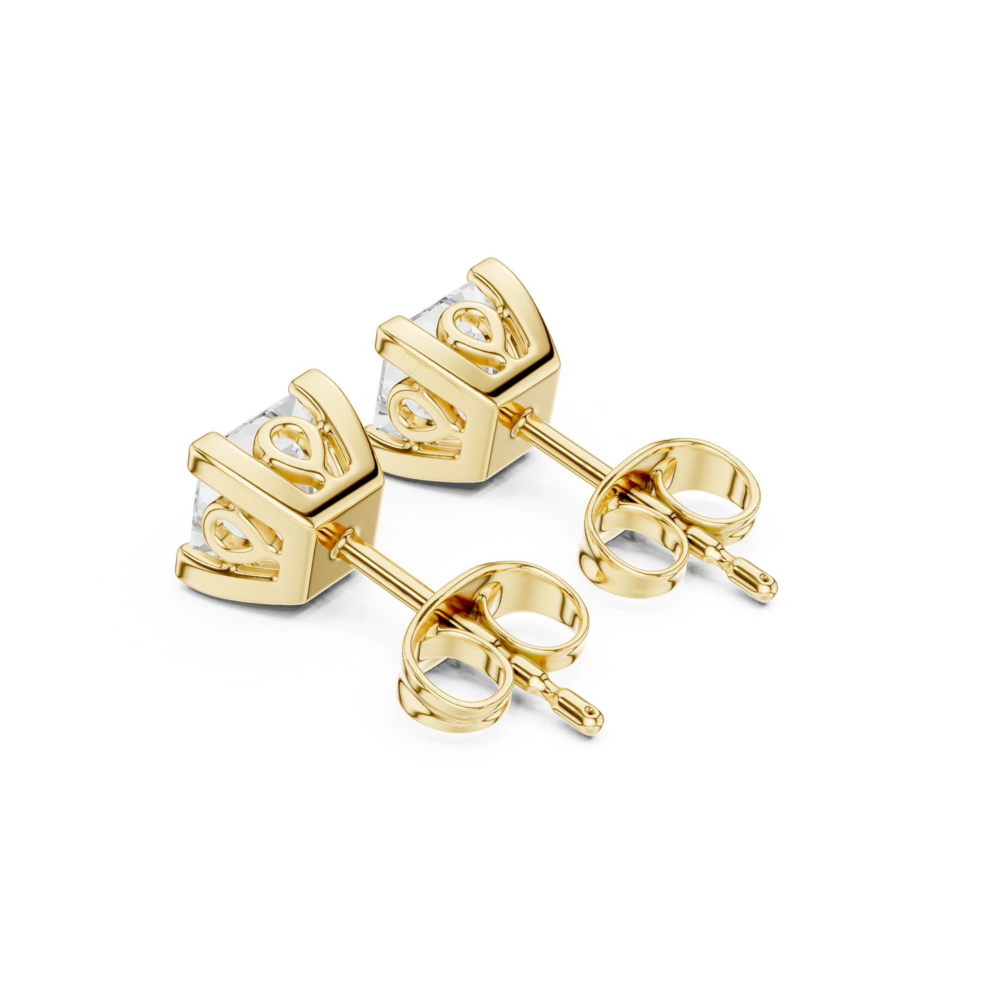 Solid white Gold Princess Cut Lab Grown Diamond Vintage Party Wear Occasionally Wear Diamond Earring For Her