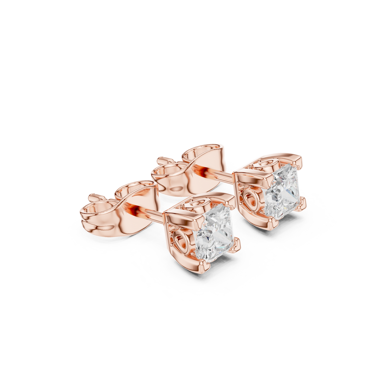 14k Solid Rose Gold Princess Cut Lab Grown Diamond Classic Look For Her Anniversary Gift