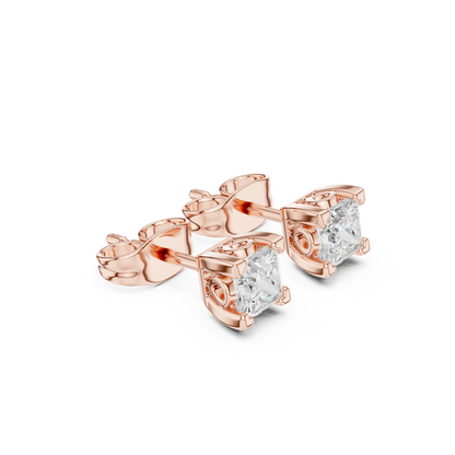14k Solid Rose Gold Princess Cut Lab Grown Diamond Classic Look For Her Anniversary Gift
