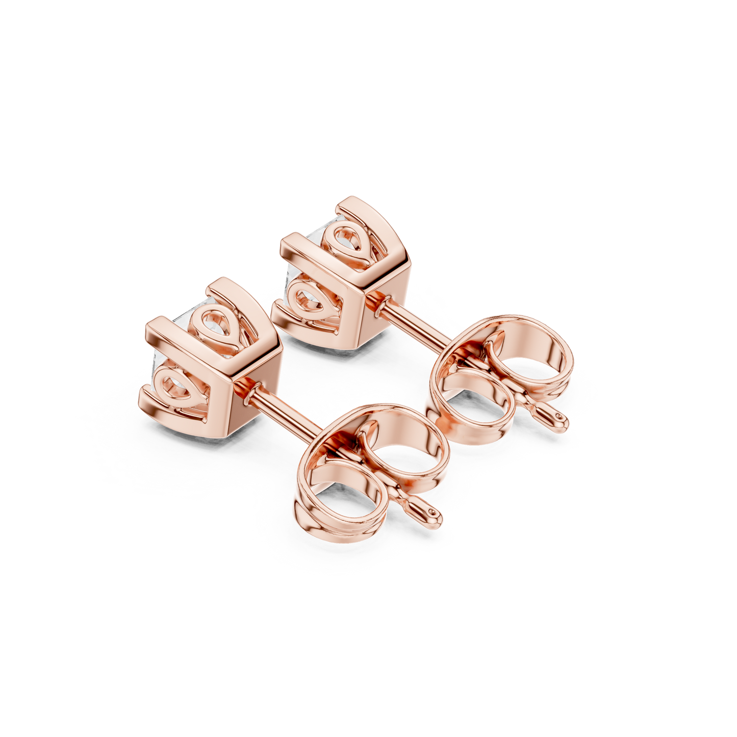 14k Solid Rose Gold Princess Cut Lab Grown Diamond Classic Look For Her Anniversary Gift