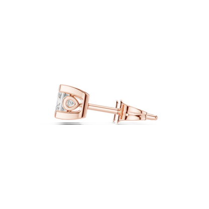14k Solid Rose Gold Princess Cut Lab Grown Diamond Classic Look For Her Anniversary Gift