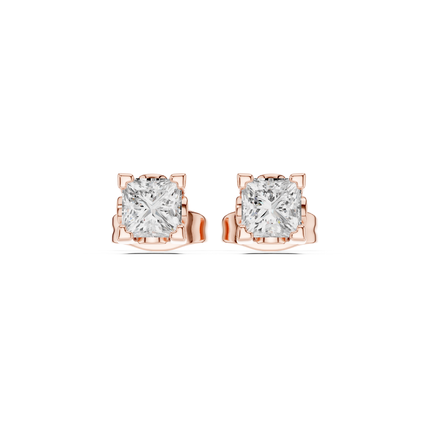 14k Solid Rose Gold Princess Cut Lab Grown Diamond Classic Look For Her Anniversary Gift