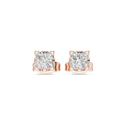 14k Solid Rose Gold Princess Cut Lab Grown Diamond Classic Look For Her Anniversary Gift