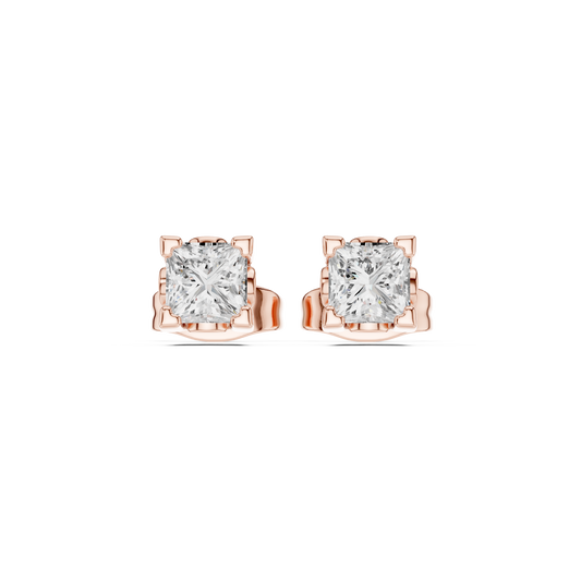 14k Solid Rose Gold Princess Cut Lab Grown Diamond Classic Look For Her Anniversary Gift